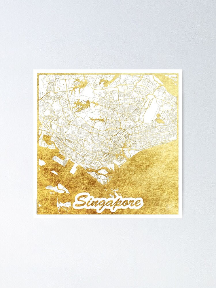 Alternate view of Singapore Map Gold Poster