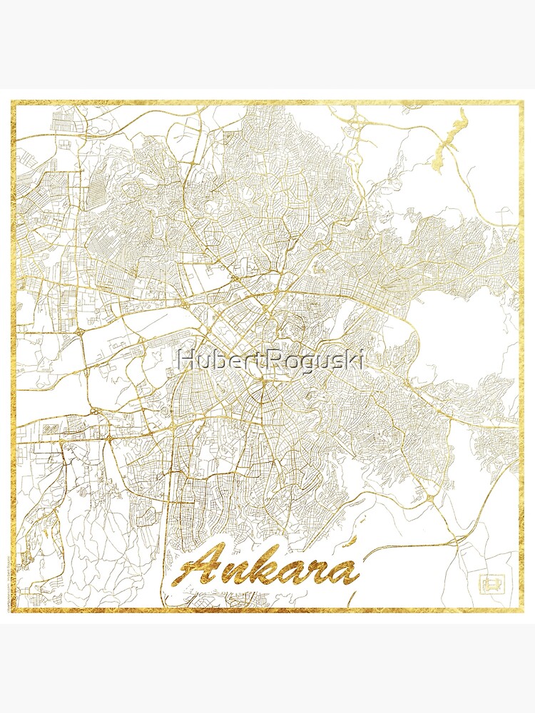 Thumbnail 3 of 3, Poster, Ankara Map Gold designed and sold by HubertRoguski.