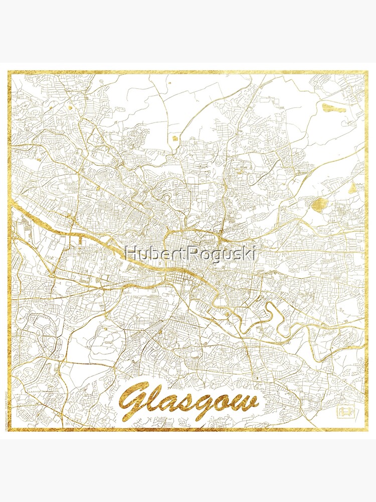 Glasgow Map Gold by HubertRoguski
