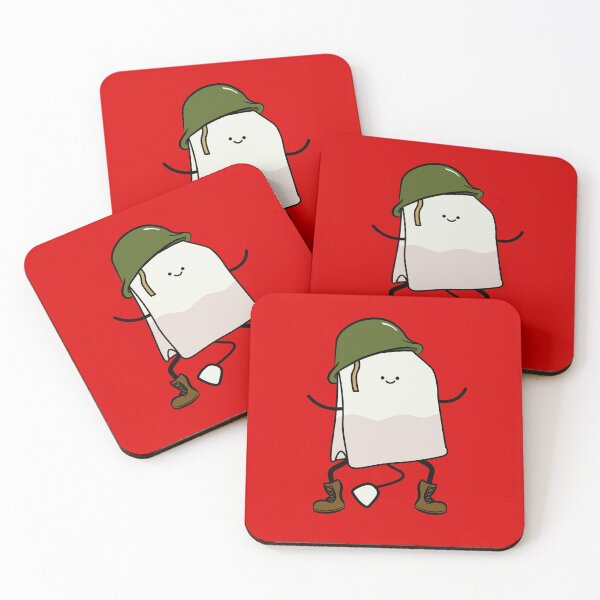 Item preview,  cute teabag crouching wearing a ww2 army helmet designed and sold by Captain-Jackson.