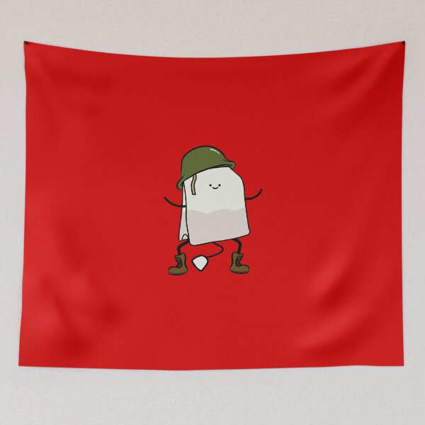 Item preview,  cute teabag crouching wearing a ww2 army helmet designed and sold by Captain-Jackson.