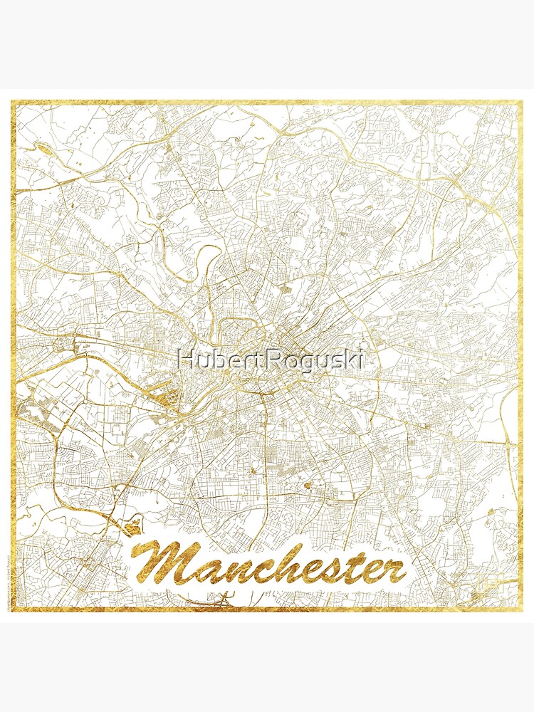 Manchester Map Gold by HubertRoguski