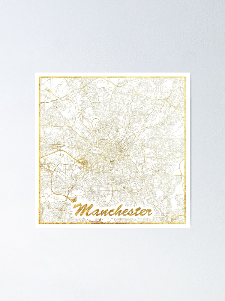 Alternate view of Manchester Map Gold Poster