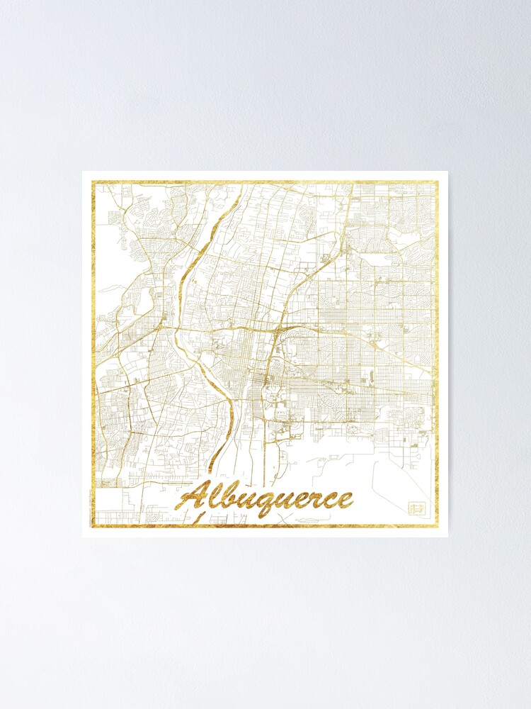 Alternate view of Albuquerque Map Gold Poster