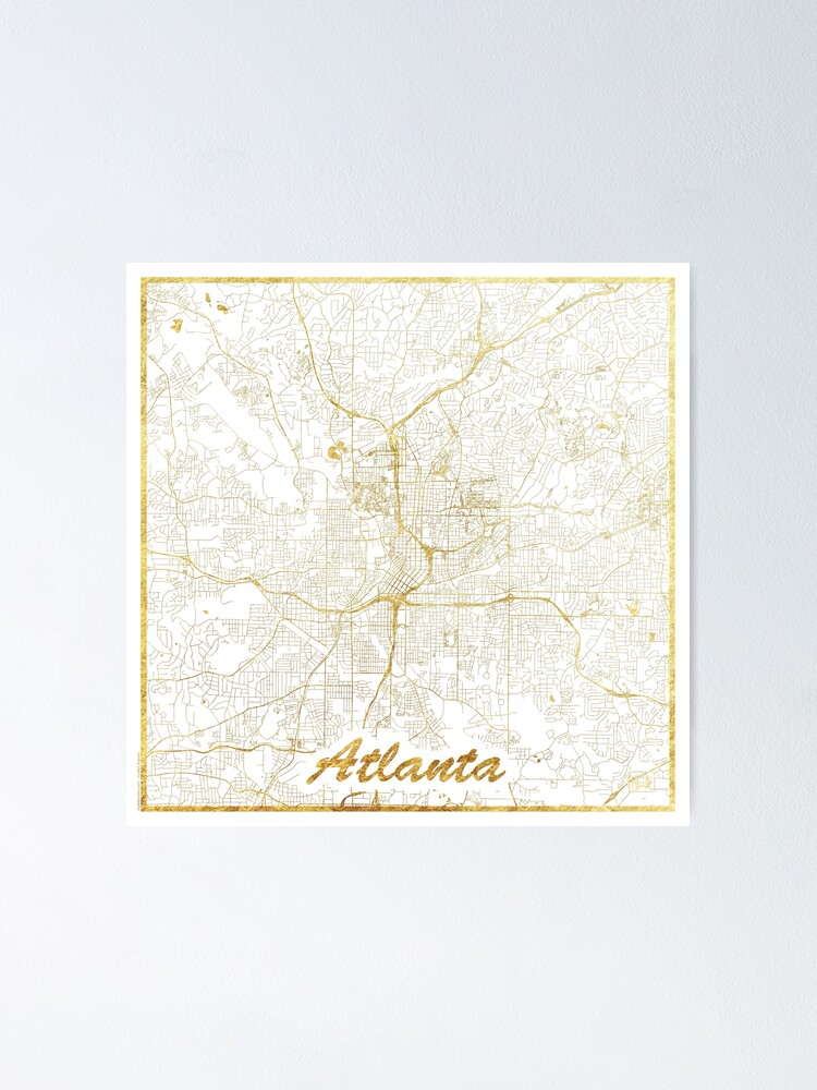 Alternate view of Atlanta Map Gold Poster