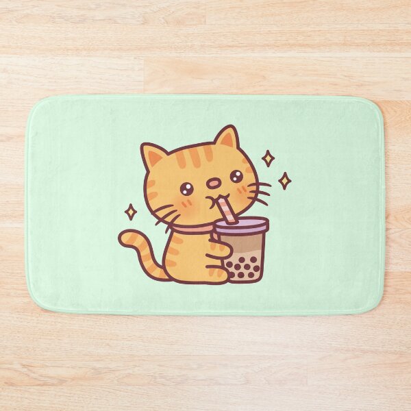 Item preview, Cute Orange Tabby Cat Drinking Boba Tea designed and sold by rustydoodle.