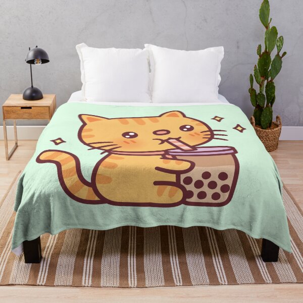 Item preview, Cute Orange Tabby Cat Drinking Boba Tea designed and sold by rustydoodle.