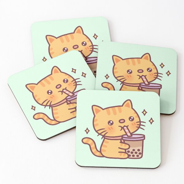 Item preview, Cute Orange Tabby Cat Drinking Boba Tea designed and sold by rustydoodle.