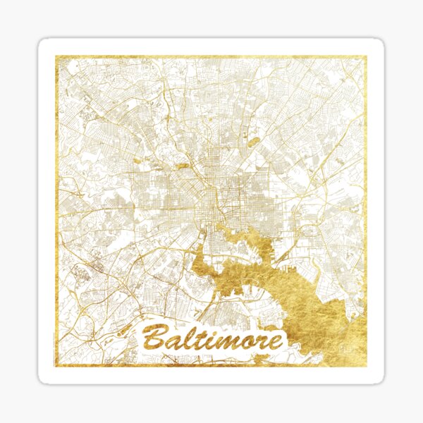Baltimore Map Gold Sticker