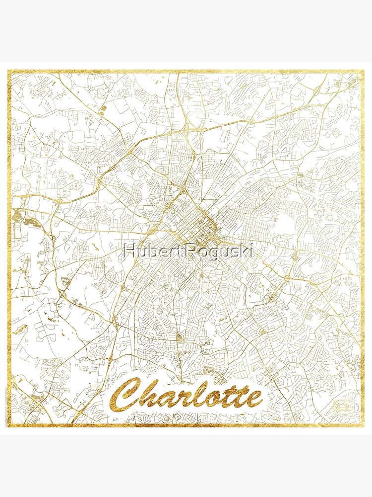 Charlotte Map Gold by HubertRoguski