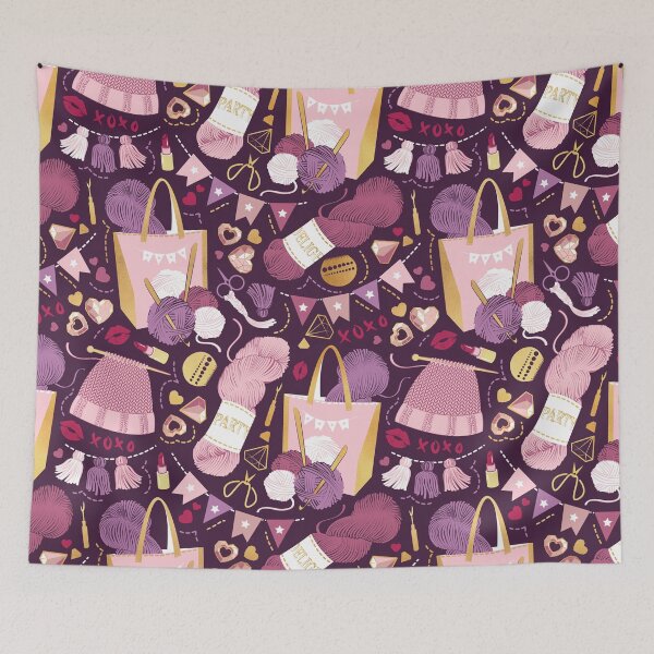 Item preview, Knitting party // pink violet and gold designed and sold by SelmaCardoso.