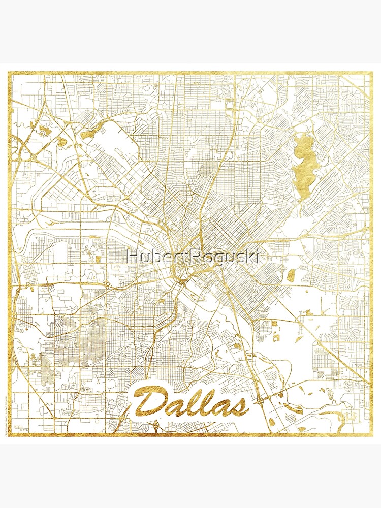 Thumbnail 3 of 3, Poster, Dallas Map Gold designed and sold by HubertRoguski.