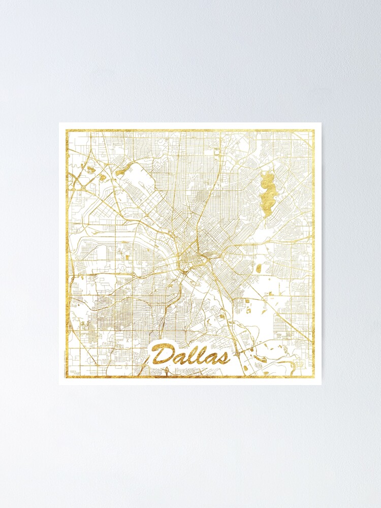 Poster, Dallas Map Gold designed and sold by HubertRoguski