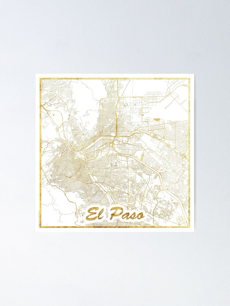 Alternate view of El Paso Map Gold Poster