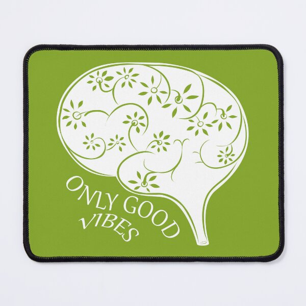 Item preview, Only good vibes. Green brain with quote. Olive green background designed and sold by evk-art.