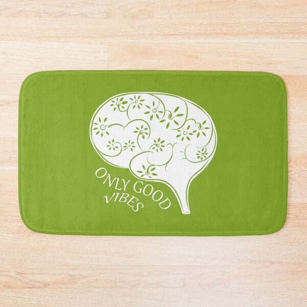Item preview, Only good vibes. Green brain with quote. Olive green background designed and sold by evk-art.