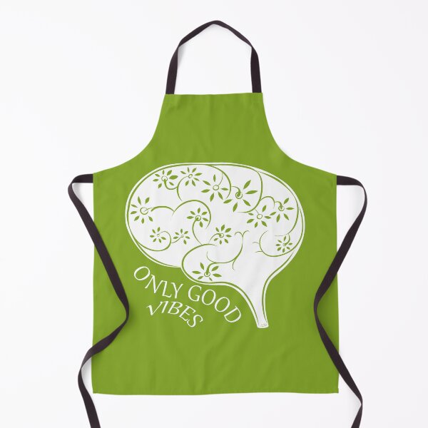 Item preview, Only good vibes. Green brain with quote. Olive green background designed and sold by evk-art.