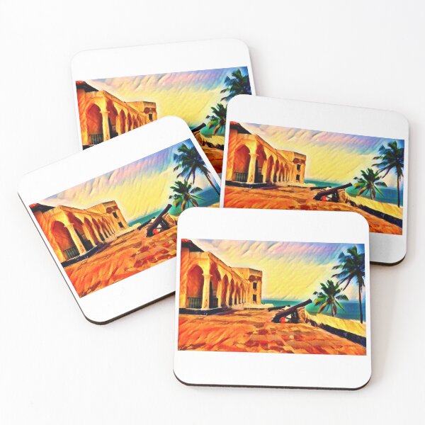 Artikelvorschau, Kanonen und Festungen von Ghana – Heller bunter moderner Illustrations-Kunstdruck – abstraktes Ghana-Reiseplakat entworfen und verkauft von MrGiftee.