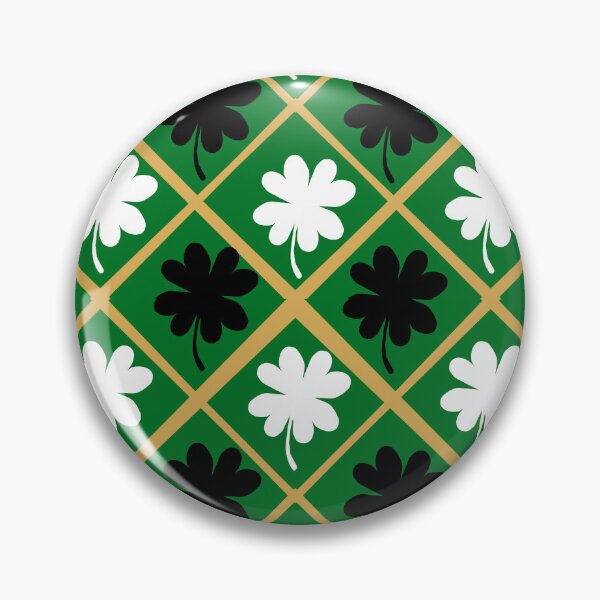 Item preview, St Patrick's day 4 leaf clover Gold Green black and White diamond pattern designed and sold by DemonicGloom.