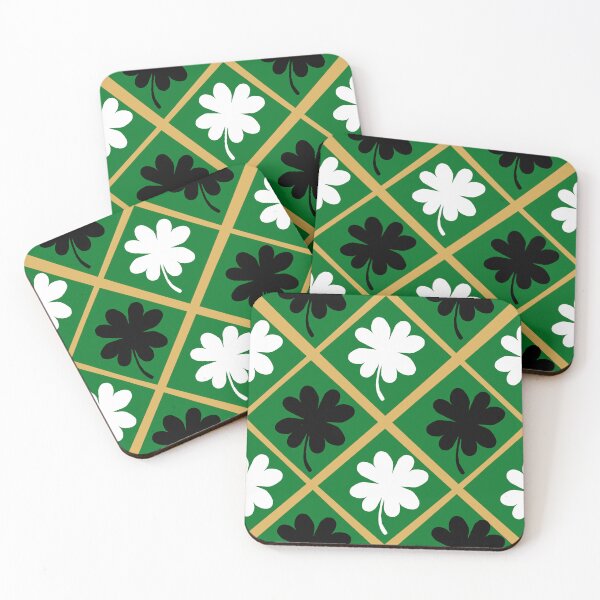 Item preview, St Patrick's day 4 leaf clover Gold Green black and White diamond pattern designed and sold by DemonicGloom.
