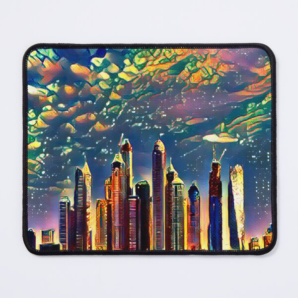 Item preview, Bright Lights of Dubai, United Arab Emirates - Bright Colorful Modern Illustration Art Print – Abstract UAE Travel poster designed and sold by MrGiftee.