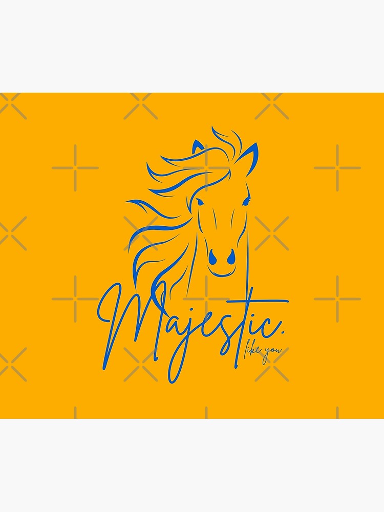 Thumbnail 5 of 5, Shower Curtain, "Majestic ... like you" Horse in Yellow and Blue designed and sold by DesignsbyEH.