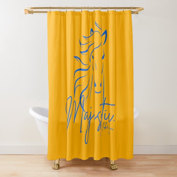 "Majestic ... like you" Horse  in Yellow and Blue Shower Curtain