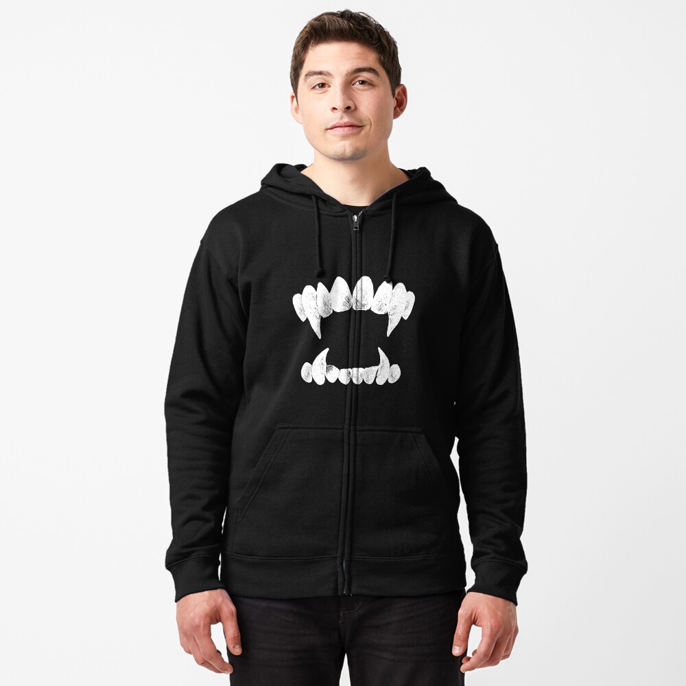 "Sharp Teeth" Zipped Hoodie by cendav Redbubble