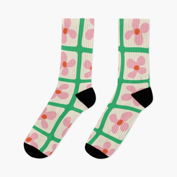 Item preview, Retro Flowers Pattern - Green Pink designed and sold by technicolorable_art.
