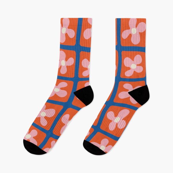 Item preview, Retro Flowers Pattern - Red Blue designed and sold by technicolorable_art.