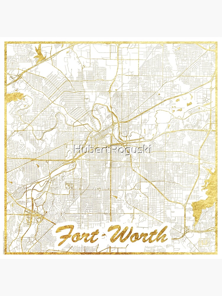 Thumbnail 3 of 3, Poster, Fort Worth Map Gold designed and sold by HubertRoguski.