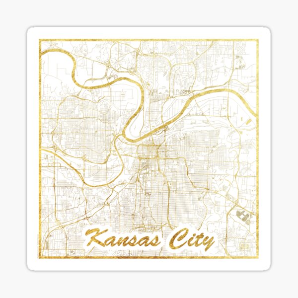 Kansas City Map Gold Sticker