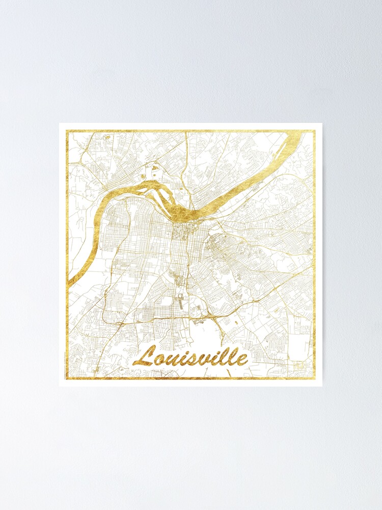 Alternate view of Louisville Map Gold Poster