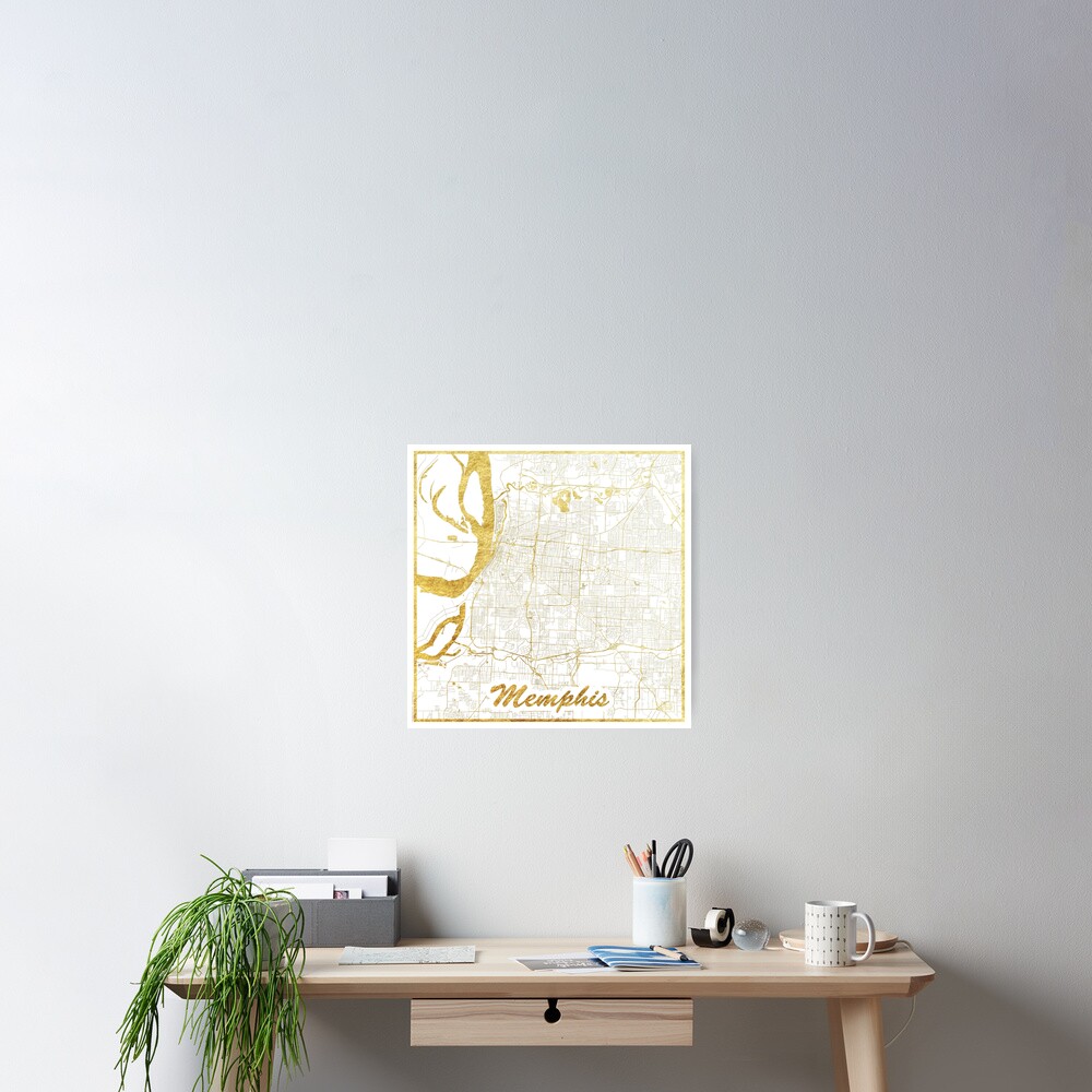 Memphis Map Gold Poster