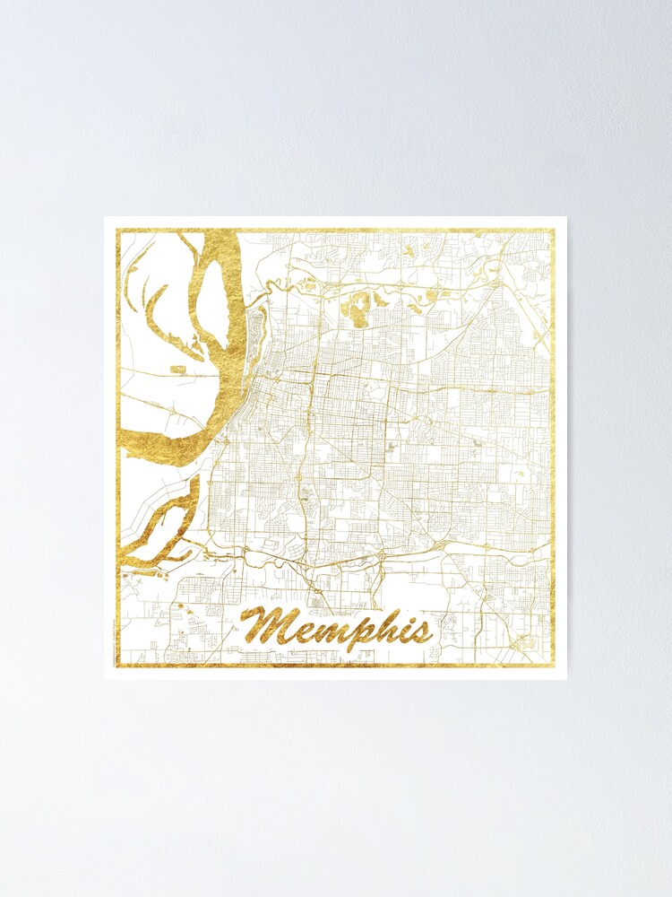 Alternate view of Memphis Map Gold Poster