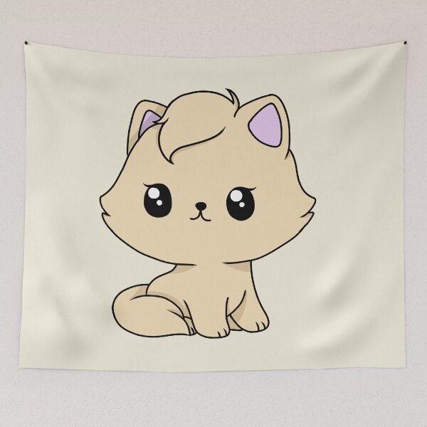 Item preview, light yellow kawaii cat designed and sold by EveryCuteThings.