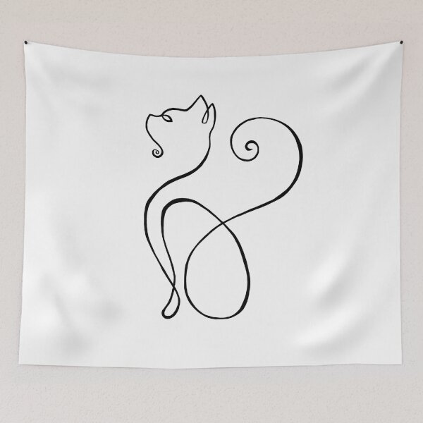 Item preview, One line cat designed and sold by TheMoodyQueen.