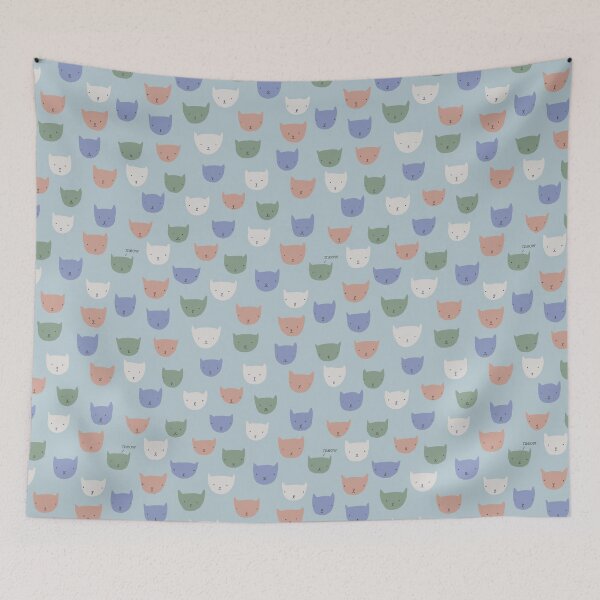 Item preview, Sprinkle cats Blue background designed and sold by ToveNordqvist.