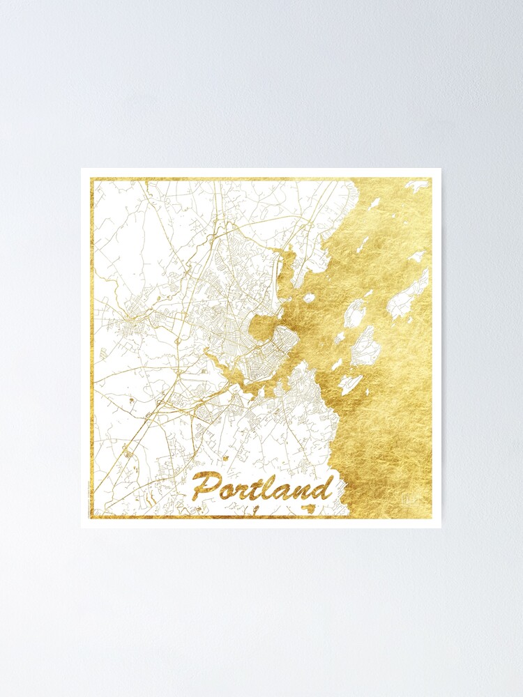Alternate view of Portland Map Gold Poster