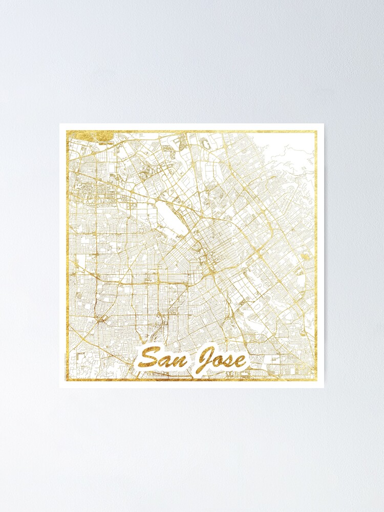 Alternate view of San Jose Map Gold Poster
