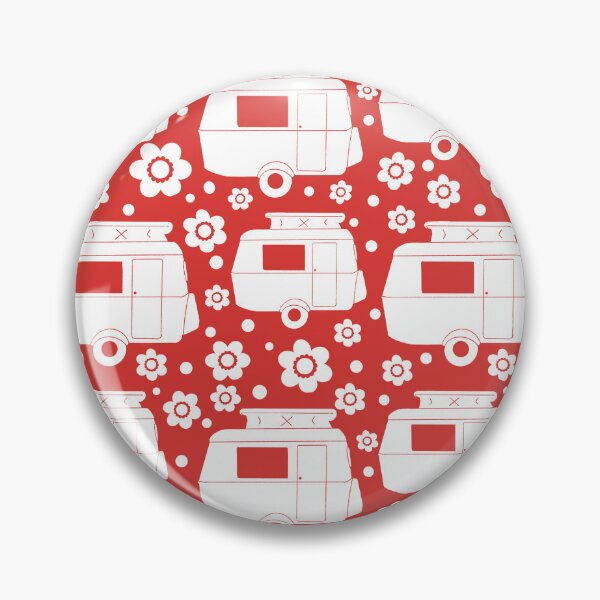 Item preview, Daisy Polka Dot Vintage Caravan Pattern in Red and white designed and sold by NattyDesigns.