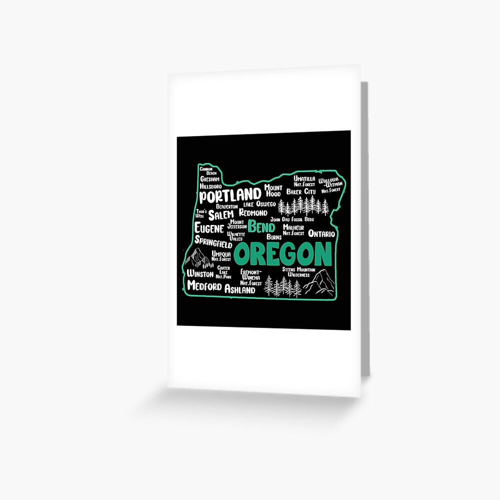 "Cute map of Bend Oregon, Portland, Salem, Eugene, Springfield, Ontario