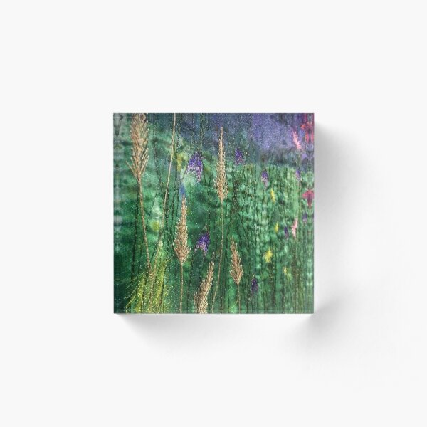 Wildflowers Embroidery Art Print By Juliet Turnbull Acrylic Block