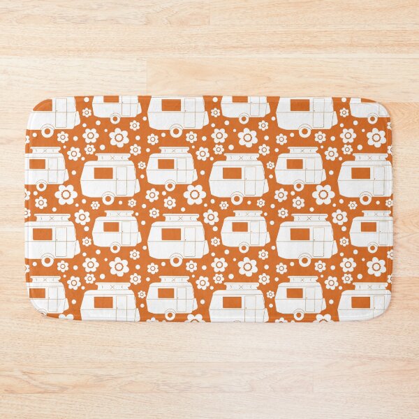 Item preview, Daisy Polka Dot Vintage Caravan Pattern in Orange and White designed and sold by NattyDesigns.