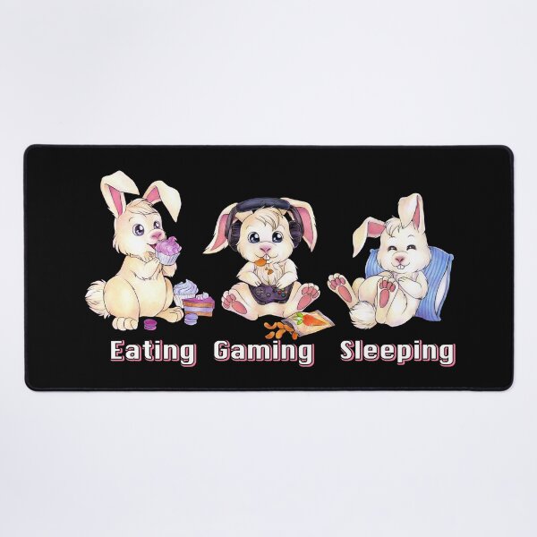 Item preview, Eating Gaming Sleeping - Cute Gamer Rabbit designed and sold by ZadzeneaArt.