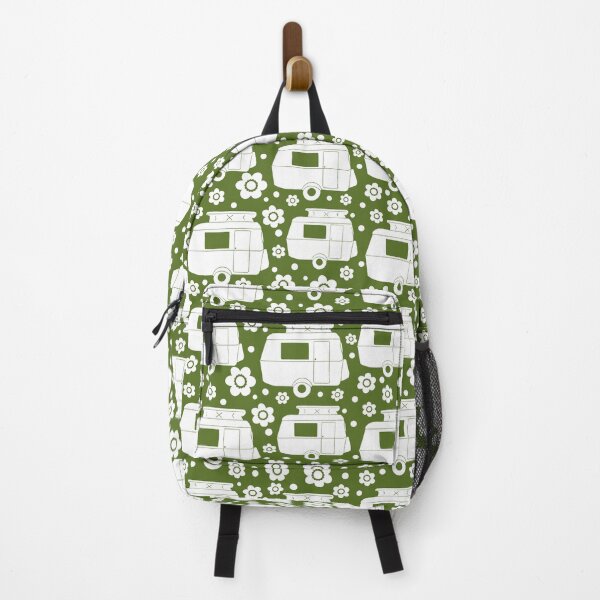 Item preview, Daisy Polka Dot Vintage Caravan Pattern in Green and White designed and sold by NattyDesigns.