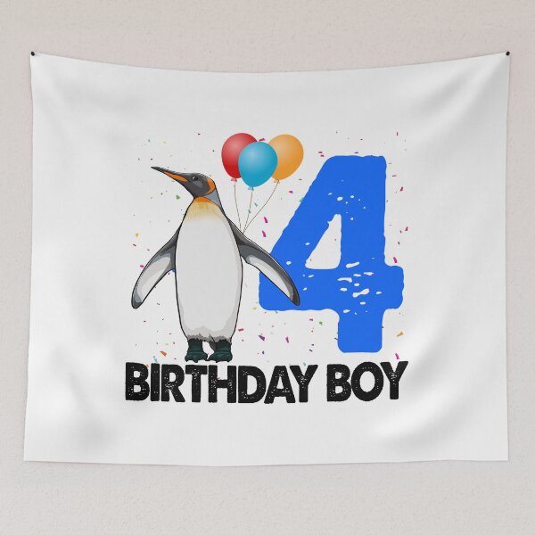 Item preview, Birthday Boy 4 Penguin designed and sold by Bendthetrend.