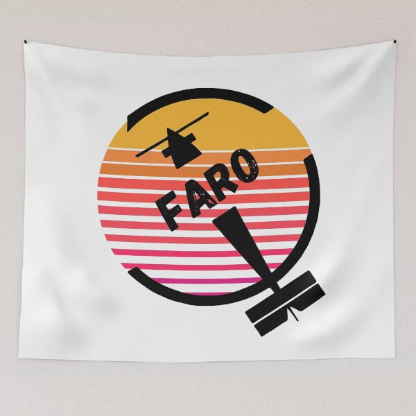 Item preview, FAO Faro Airport, Portugal, Europe - Retro Vintage Sunset Plane Flight Travel Destination Design designed and sold by Vintage-TM.