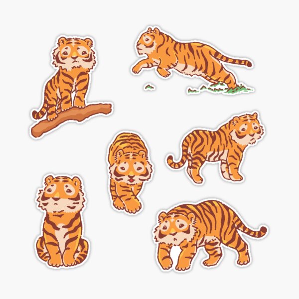 Lot of 50 Japanese stickers, Kawaii Tiger Stickers 1-TORA 1