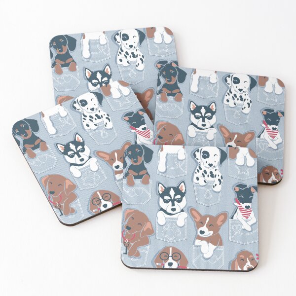 Item preview, Pure love pockets I // pastel blue background Dachshund Beagle Dalmatian Basset Hound Labrador Retriever Husky Welsh Corgi and Italian Greyhound dog puppies designed and sold by SelmaCardoso.